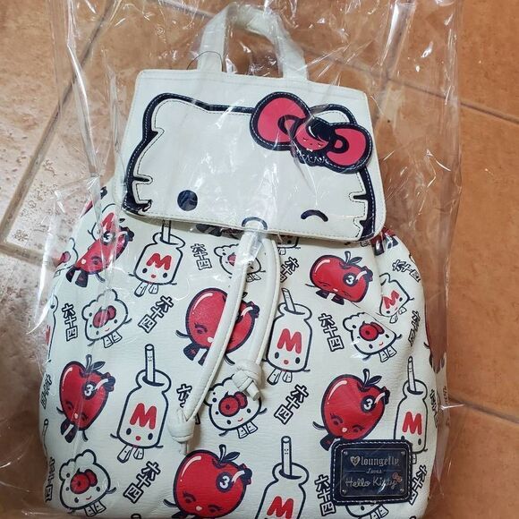 Loungefly Sanrio Hello Kitty Apple Milk Satchel Mini Backpack OG HEART LOGO - Picture 1 of 3